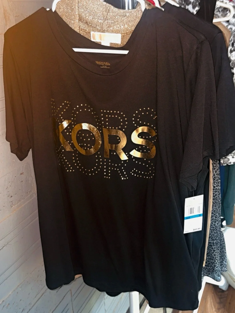 Michael Kors Black Tee with Gold Logo